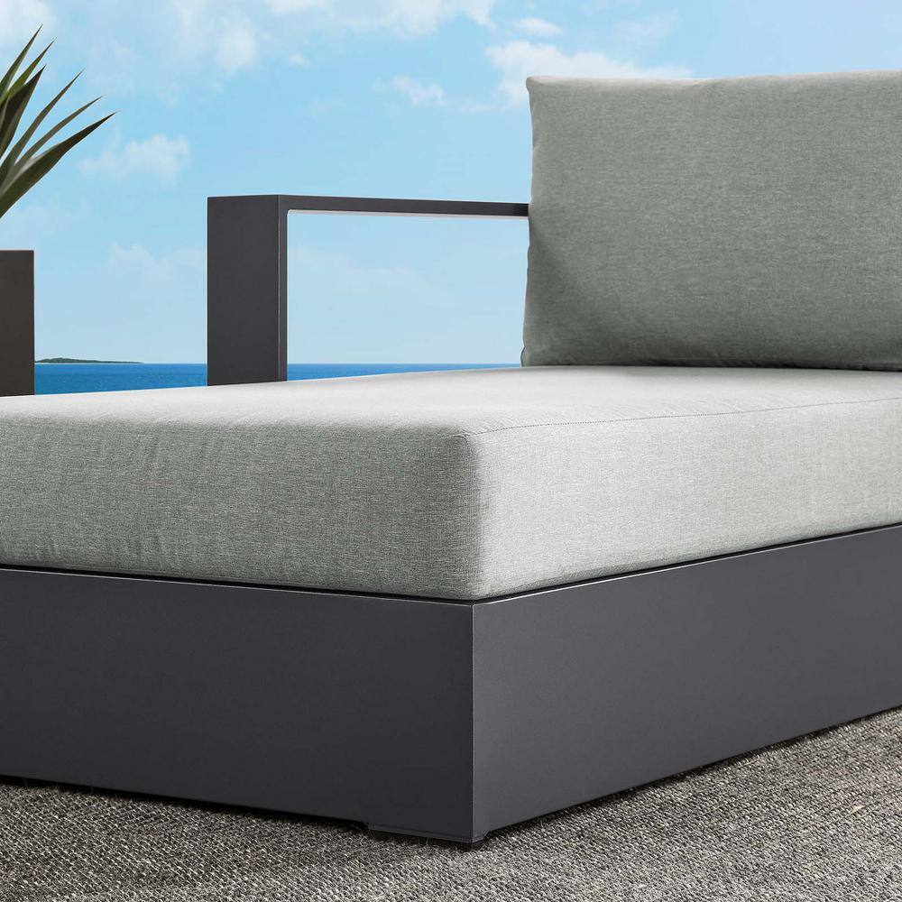 Tahoe Gray Powder-Coated Aluminum Outdoor Patio Modular Chaise Lounge