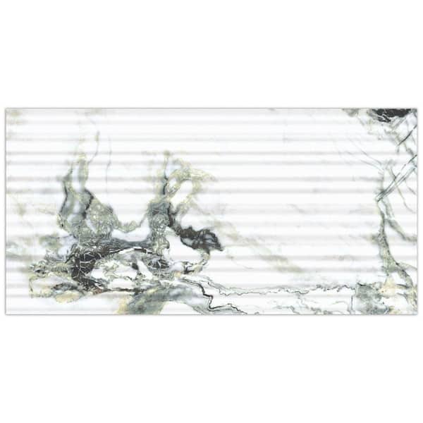 Touche Pleated Deco Jade 11-3/4 in. x 11-3/4 in. Porcelain Floor and Wall Take Home Tile Sample