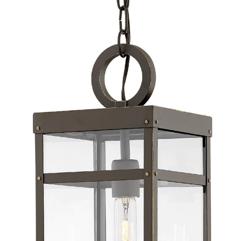 Oil Rubbed Bronze Outdoor Hanging Lantern with Clear Glass