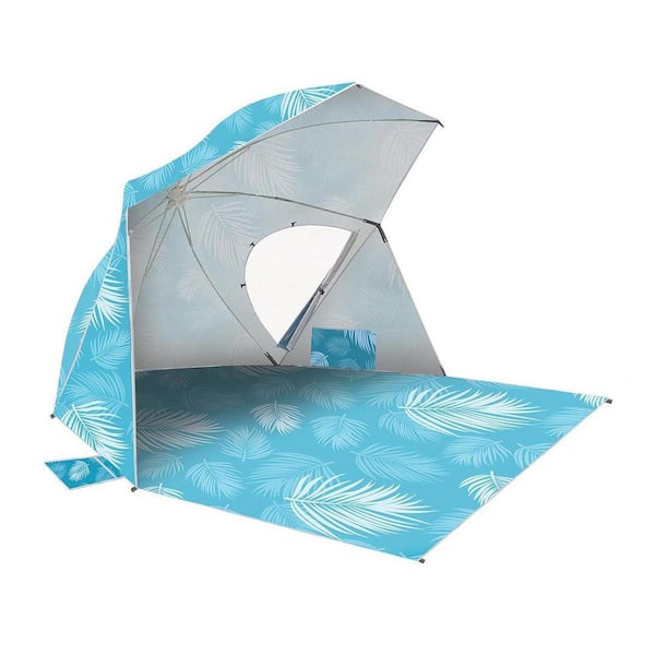 5 ft. Blue Pop Up Beach Umbrella Portable Beach Tent Shelter Sun Canopy