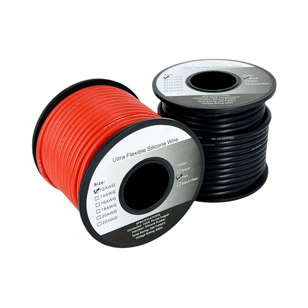50 ft. 12 Gauge Stranded Copper Wire for Landscape Lighting, Tinned Silicone Insulation, High Temp, Black/Red, 2-Roll price history on PriceWatchPro