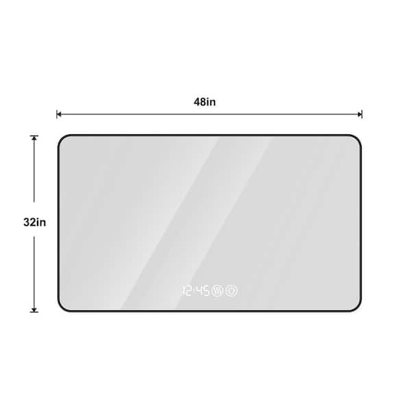 Black 48 in. W x 32 in. H Farmhouse Rectangle Aluminium Alloy Framed Mirror Wall Mirror Vanity Mirror
