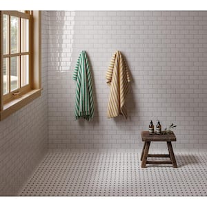 Le Cafe 12 in. x 12 in. White/Black Porcelain Mosaic Tile (9.68 sq. ft. /Case)