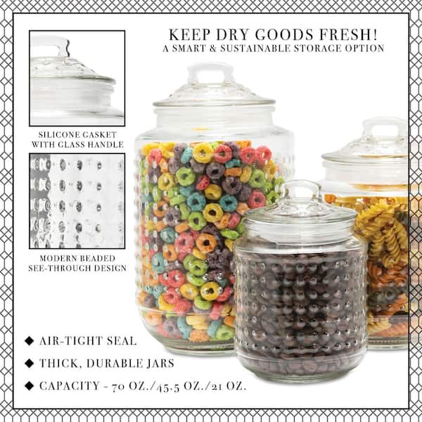 Premius Airtight 3-Piece Kitchen Glass Canister Set - N/A - Bed
