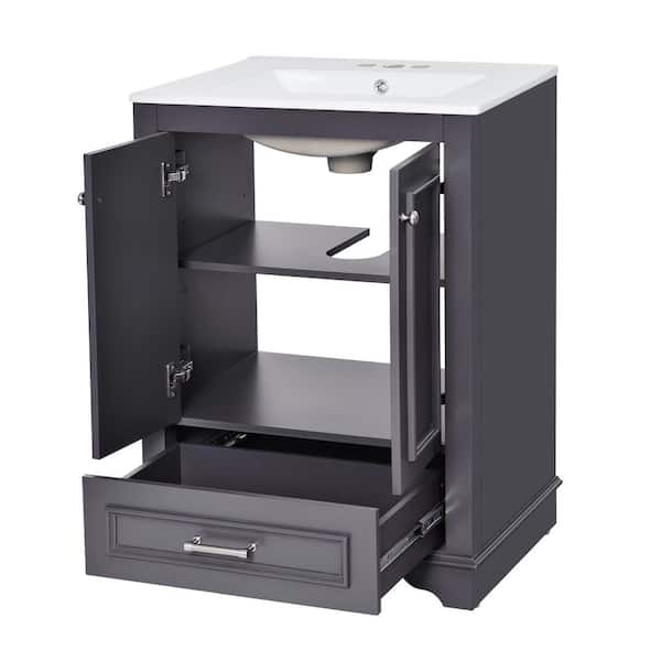 24in. Freestanding Single Sink Blue Bath Vanity with White Ceramic Top