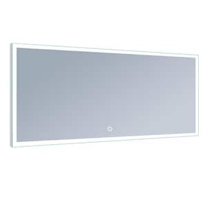 64 in. x 21 in. Modern Rectangle Frameless LED Vanity Mirror