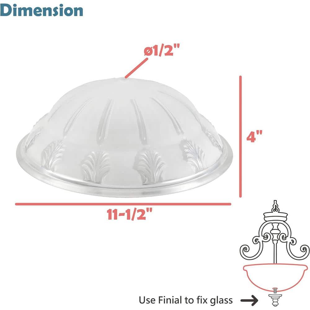 Clear Glass Bowl Chandelier Shade with Etched Design