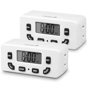 White Programmable Digital Wall Clock Plastic with On/Off Program and LCD Display for Indoor (2-Pack)