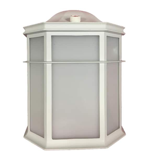 ENERGETIC LIGHTING 75- Watt Equivalent Integrated LED Matte White Decorative Outdoor LED Wall Pack Light with Dusk to Dawn Photocell Sensor