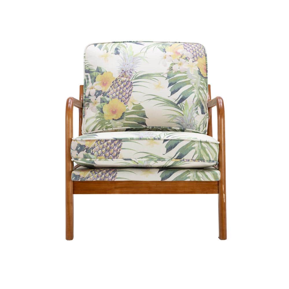 26 in. Modern Pineapple Polyester Arm Chair with Wooden Frame