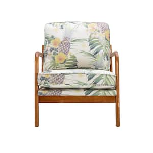 Pineapple Wood Frame Armchair, Modern Accent Chair Lounge Chair for Living Room