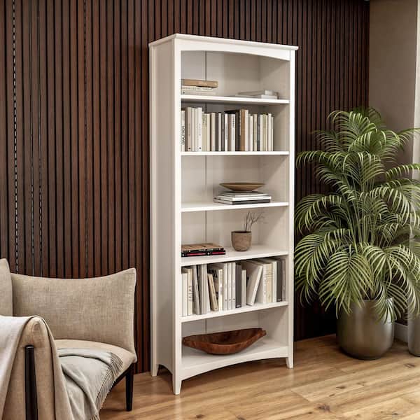 Camaflexi Shaker Style 72 in. White Wood 6-shelf Standard Bookcase