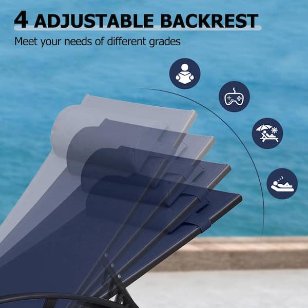 Patio Chaise Lounge Set Outdoor Beach Pool Sunbathing Lawn Lounger Recliner Chair