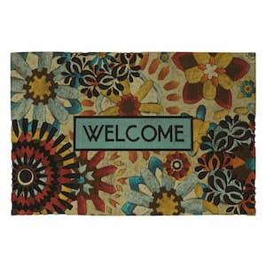 Lace Welcome Rustic Mosaic 23 in. x 35 in. Recycled Rubber Door Mat