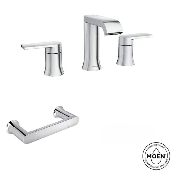 Genta 8 in. Widespread 2-Handle Bathroom Faucet with Hand Towel Bar in Chrome (Valve Included)
