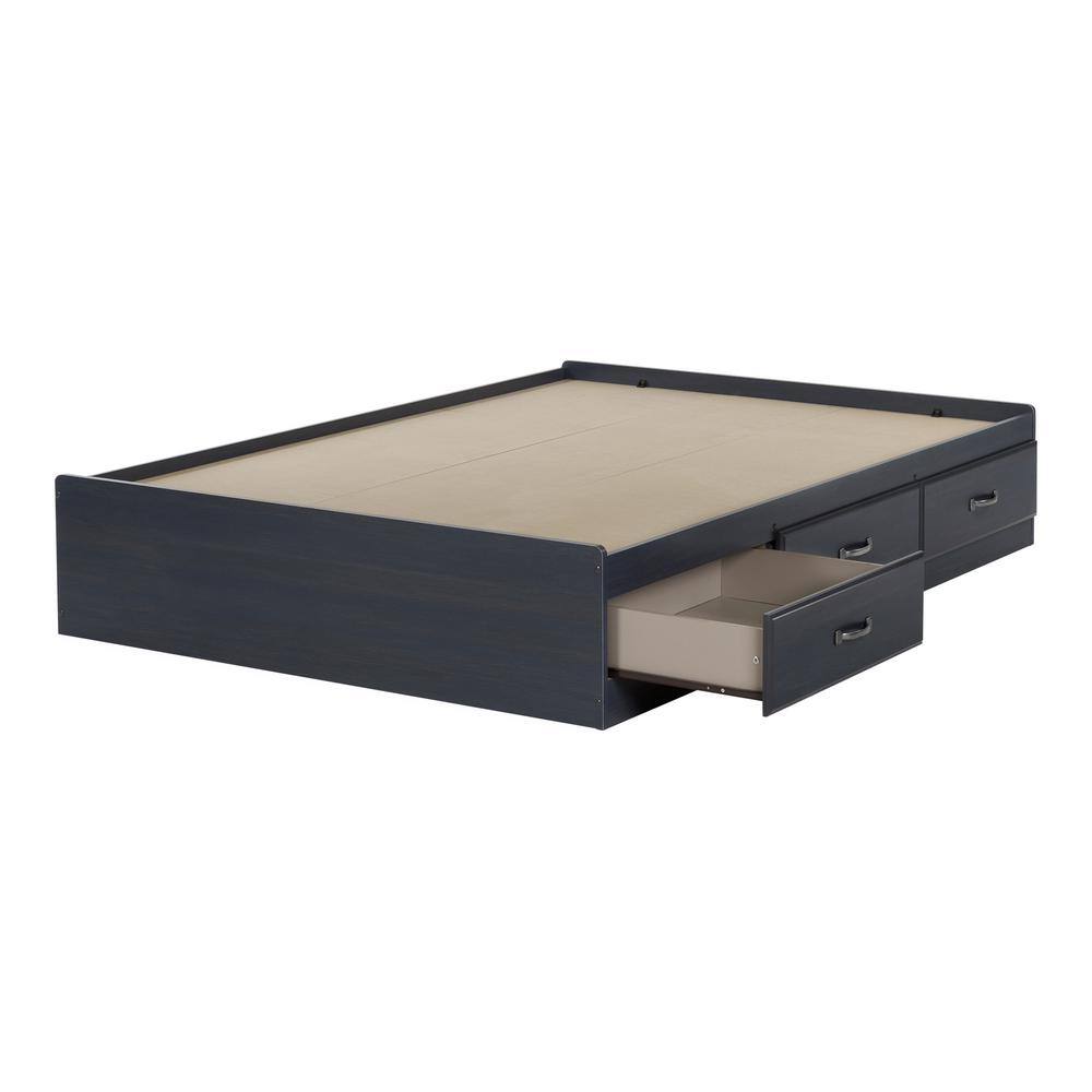 Blueberry Full Platform Bed with 3 Storage Drawers