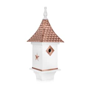 29 in. H Pure Copper Roof Bird House in White
