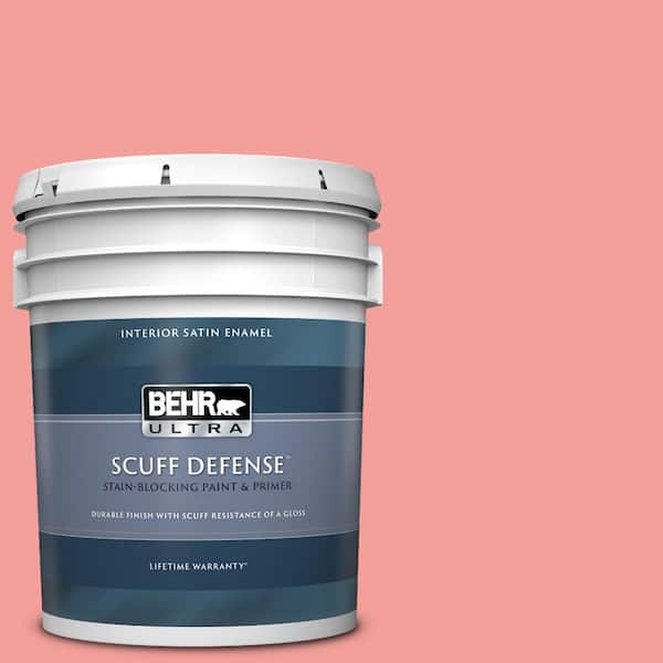 BEHR ULTRA 5 gal. #150B-4 Pink Eraser Extra Durable Satin Enamel Interior Paint & Primer