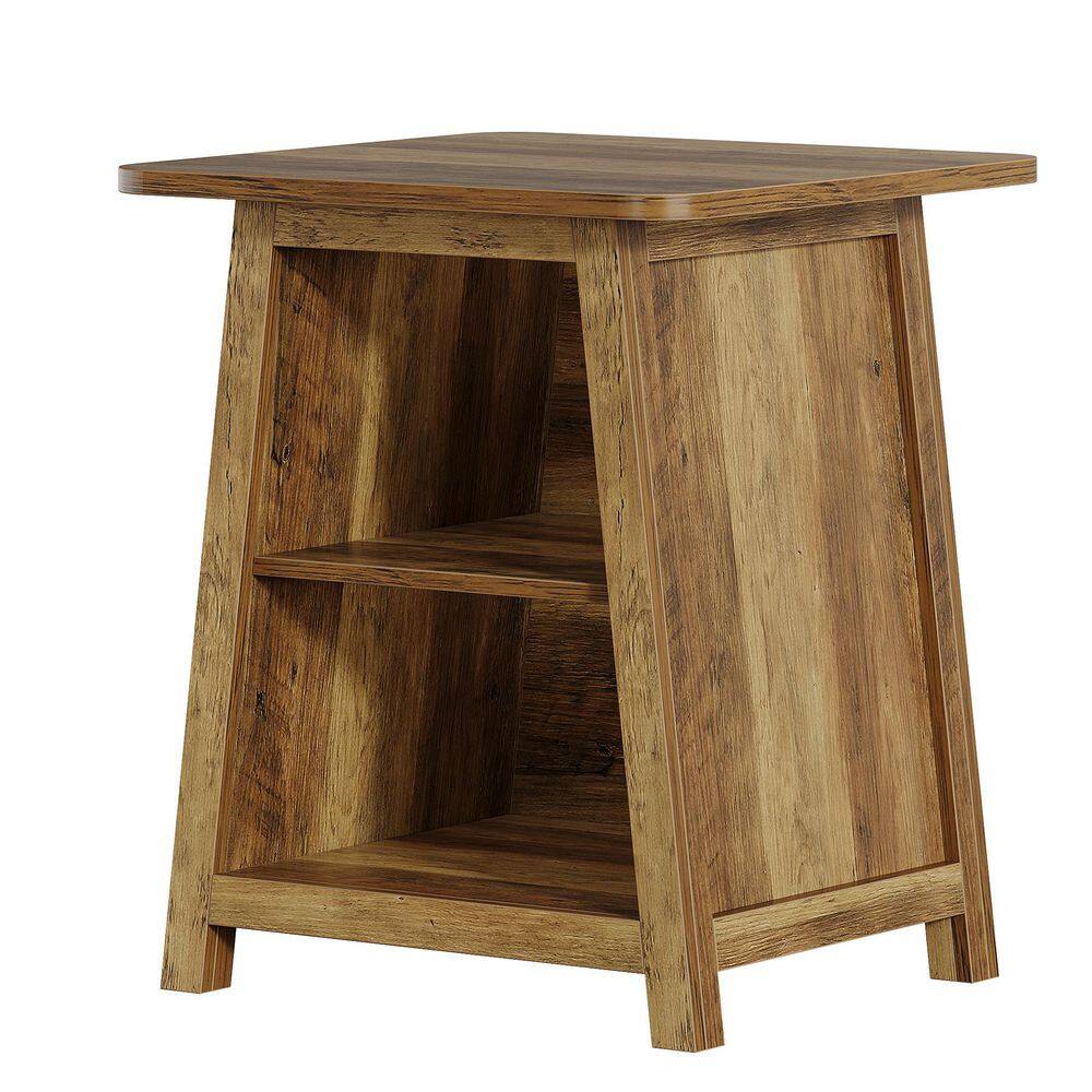 Kerlin 21.6 in. Brown Rectangle Engineered Wood End Table with Storage Shelves - thumbnail 3