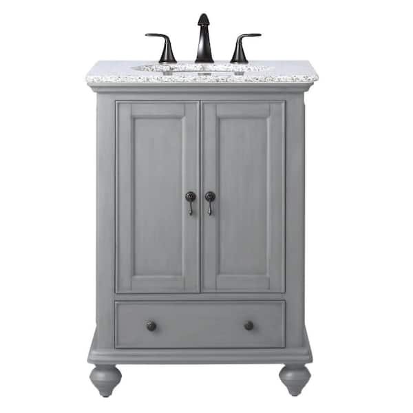 Home Decorators Collection Newport 25 In W X 21 1 2 In D Bath Vanity In Pewter With Granite Vanity Top In Grey 9085 Vs25h Pg The Home Depot