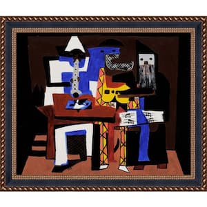 Three Musicians by Pablo Picasso Verona Black and Gold Braid Framed People Oil Painting Art Print 24.75 in. x 28.75 in.