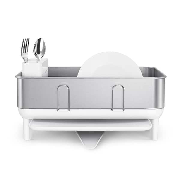 simplehuman Compact Dish Rack in White Plastic KT1104 - The Home Depot