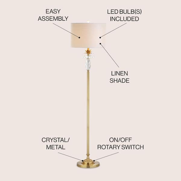 JONATHAN Y Adalyn 61 Clear/Brass Gold Crystal/Metal Floor Lamp