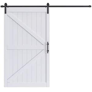 48 in. W. x 84 in. British K Shape White MDF Sliding Barn Door with Hardware Kit