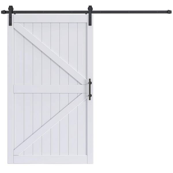 easelife 48 in. W. x 84 in. British K Shape White MDF Sliding Barn Door ...