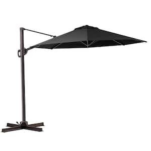 10 ft. x 10 ft. Outdoor Round Heavy-Duty 360° Rotation Cantilever Patio Umbrella in Black
