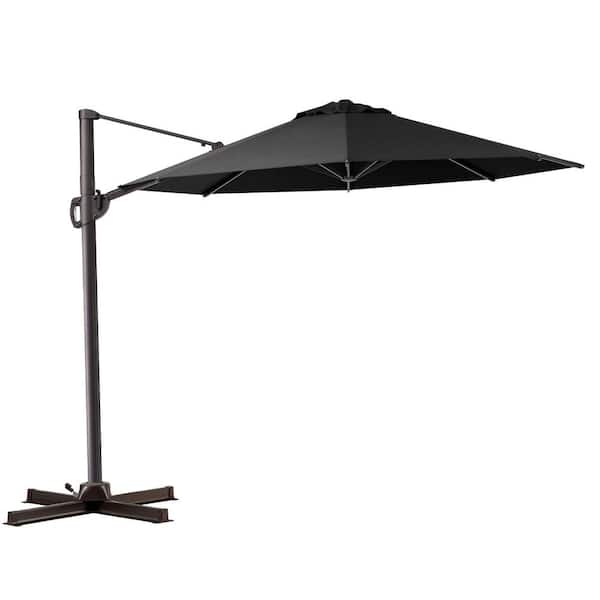 Pellebant 10 ft. x 10 ft. Outdoor Round Heavy-Duty 360° Rotation Cantilever Patio Umbrella in Black