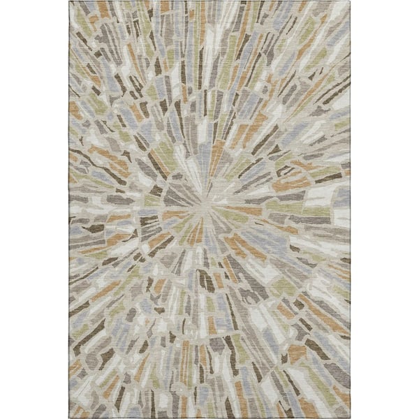 Mayfield Premium Machine Washable Abstract AMF2514 Beige 10 ft. x 14 ft. Area Rug