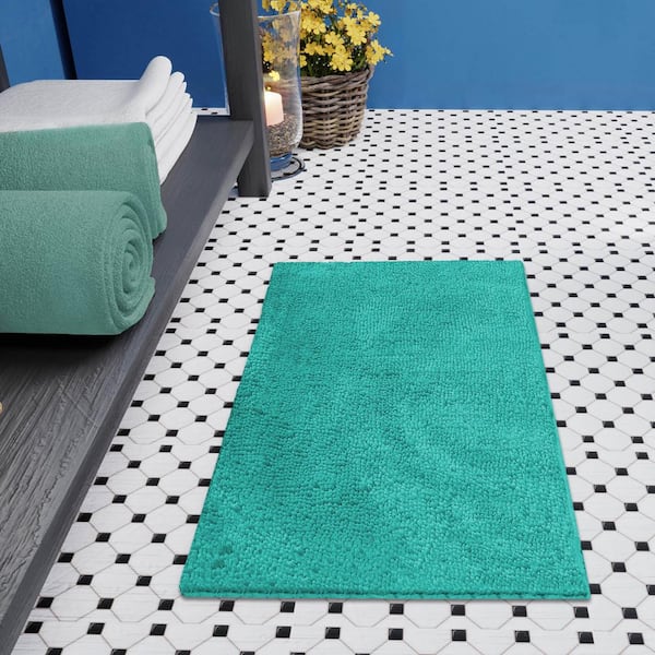 Square Imports Absorbent Soft Memory Foam Mat Bath Bathroom Bedroom Floor Shower Rug Non-Slip Sky Blue
