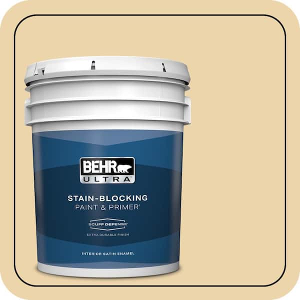 BEHR ULTRA 5 gal. #ICC-51 Sweet Marzipan Extra Durable Satin Enamel Interior Paint & Primer