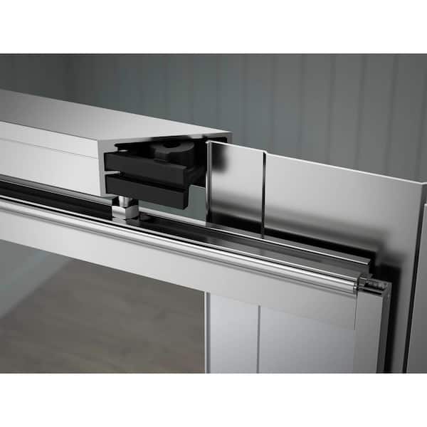 Attend 48 in. W x 69 in. H Pivot Framed Shower Door in Bright Silver