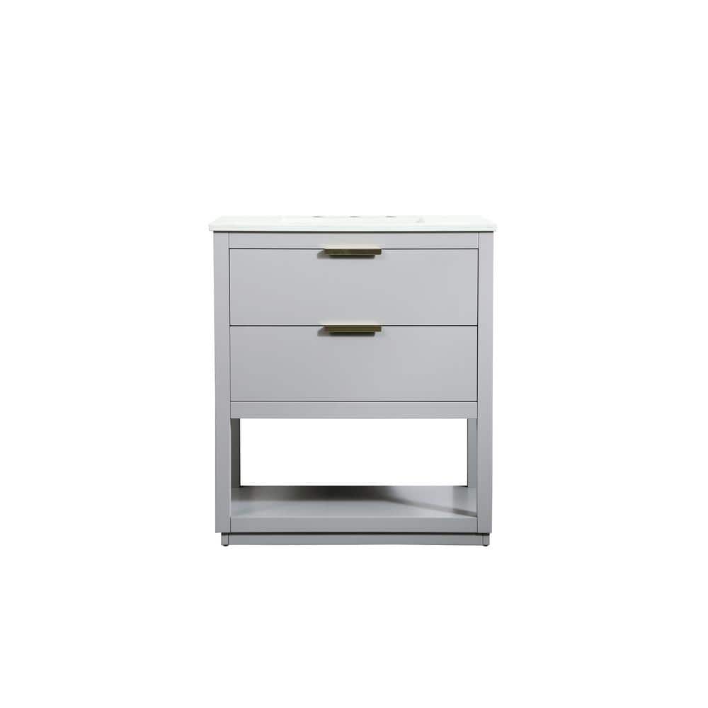 Timeless Home 30 in. W Single Bath Vanity in Grey with Engineered Stone Van