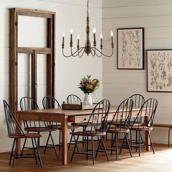 JONATHAN Y 6-Light Brown Victoria 29 in. Rustic Midcentury Iron