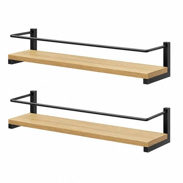 15.7 in. Rustic Wood Wall Mounted Spice Rack, Hanging Rack for Kitchen (2-Pack)