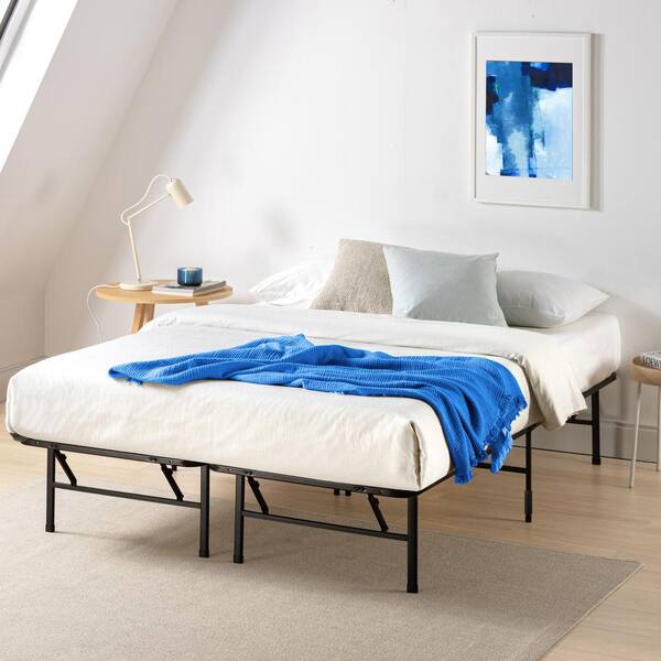 Zinus Smart Base Black Queen Bed Frame with Tool Free Assembly FANT SBTFB 14Q The Home Depot