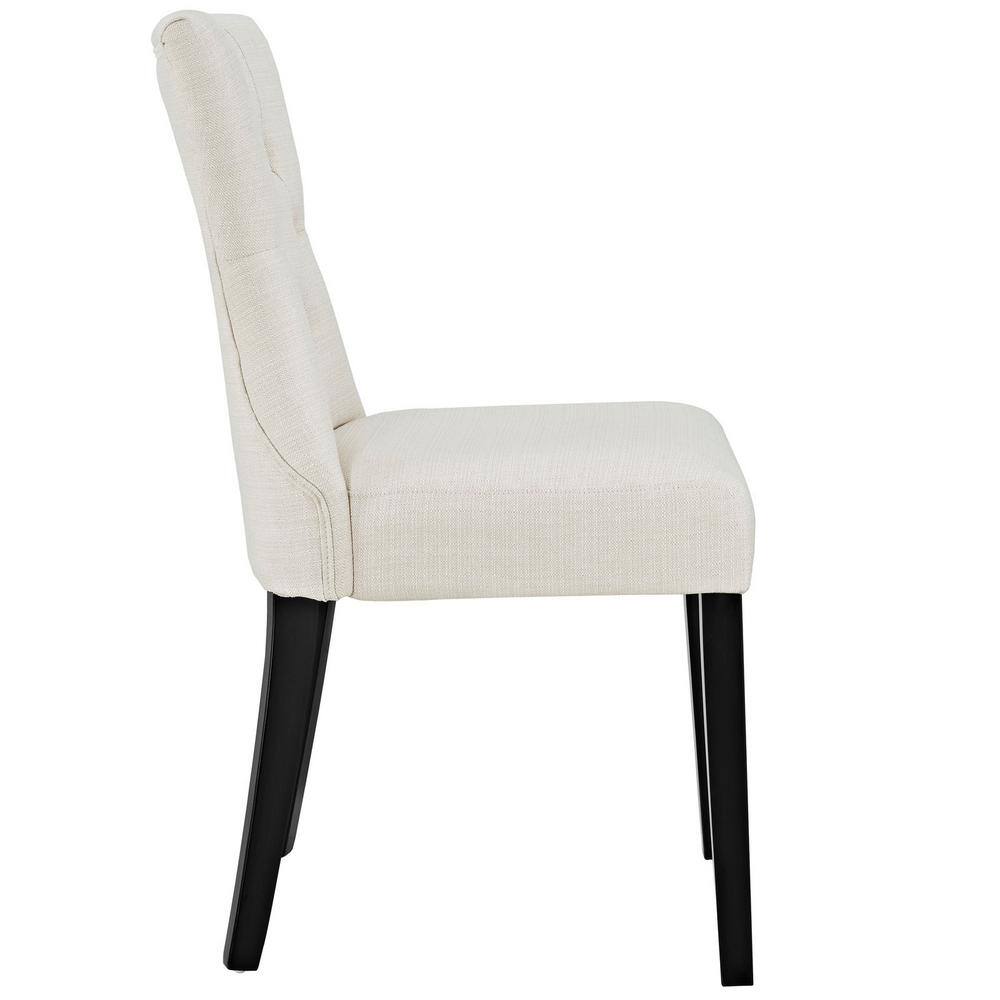 Beige Faux Leather Upholstered Parsons Side Chair
