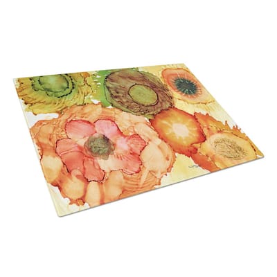 Abstract Flowers Blossoms Tempered Glass Large Heat Resistant Cutting Board