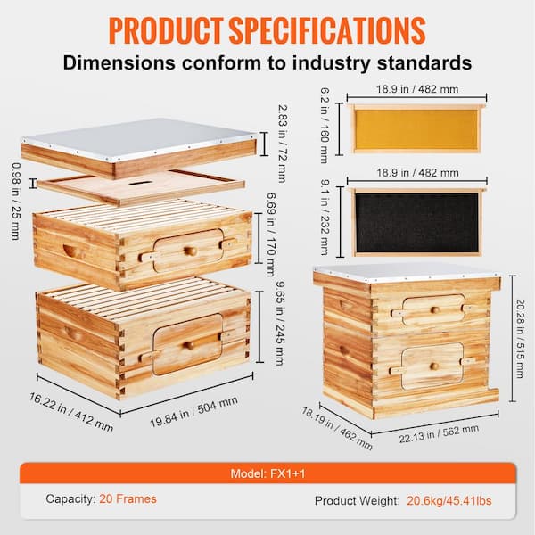 SVOPES 20-Frame Beehive Kit, Cedar Wood Langstroth Bee Boxes