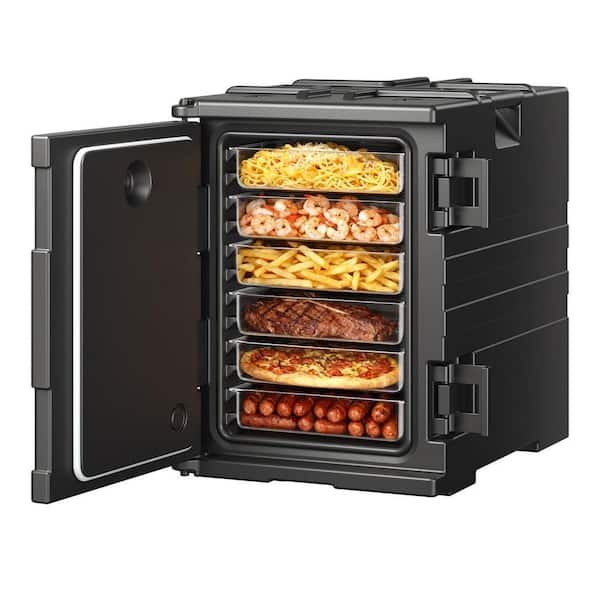 Insulated Food Pan Carrier 82 qt. Hot Box for Catering Food Box Carrier with Double Buckles for Restaurant, Black