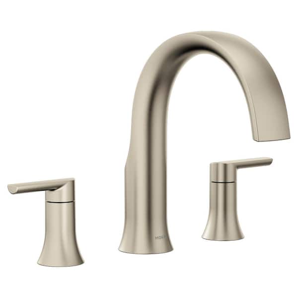 MOEN Doux 2-Handle Deck Mount Roman Tub Faucet Trim Kit in Brushed Nickel (Valve Not Included)