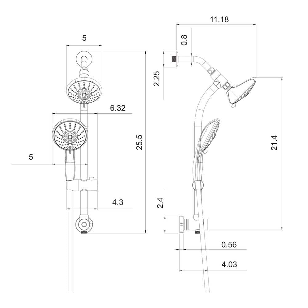 Brushed Nickel Dual Rain Shower Head with Handheld
