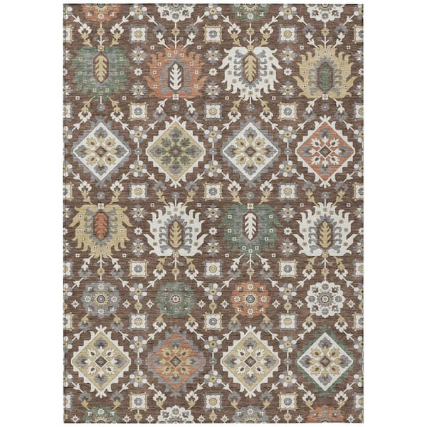 Addison Rugs Chantille Machine Washable Indoor/Outdoor Abstract ACN2200 Chocolate 8 ft. x 10 ft. Area Rug