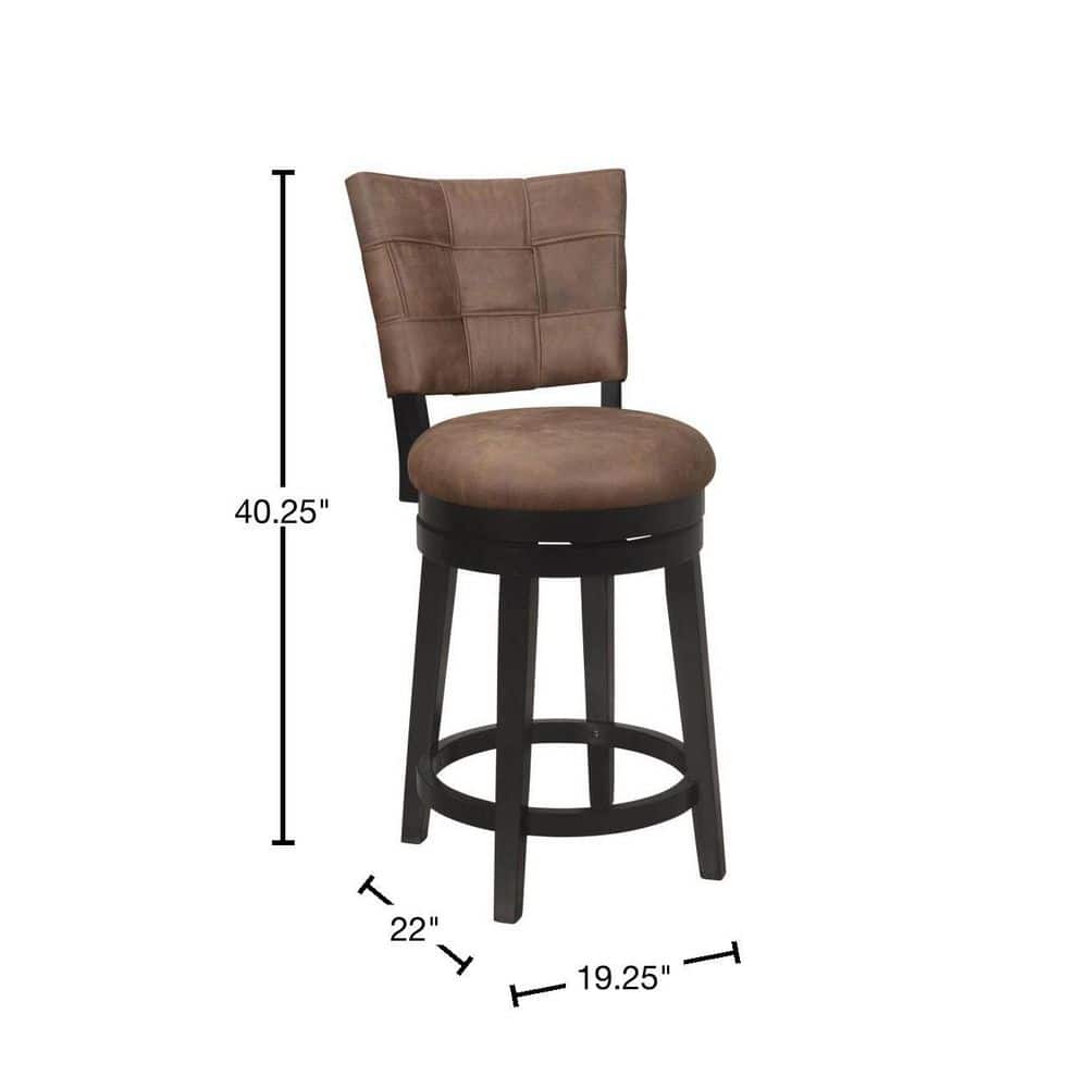 Chestnut Faux Leather and Wood Swivel Counter Stool