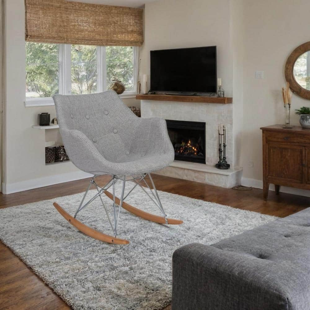 Leisuremod Accent Rocking Chair Upholstered in Polyester Velvet with ...