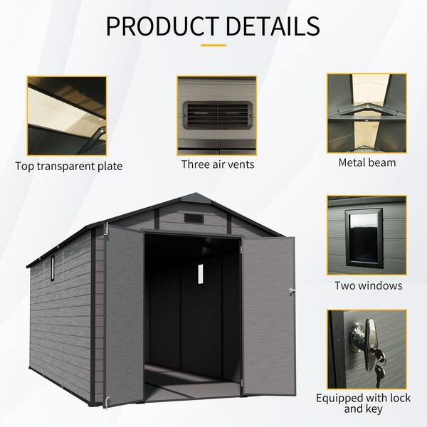 IMAGACFUN 8 x 14 ft. Resin Outdoor Storage Shed, Lockable with 2