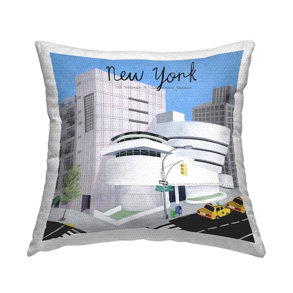 Stupell Industries Urban New York Guggenheim Museum Blue Square Outdoor Throw Pillow